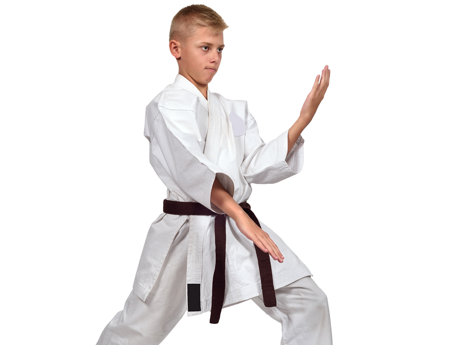 teen boy in karate stance